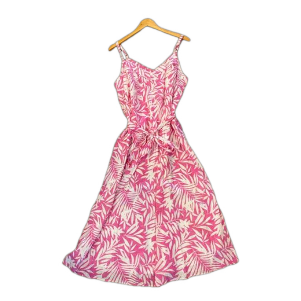 🆕 Gap Medium Tall midi sundress pink and white floral Deep v-neck cami dress
